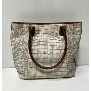 CLAUDIA FIRENZE EUC XL WHITE LEATHER TOTE BAG